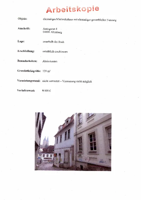 Zwangsversteigerung Wohn-/Geschäftshaus in Altenburg: Objektfoto