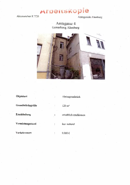 Zwangsversteigerung Gewerbe in Altenburg: Objektfoto