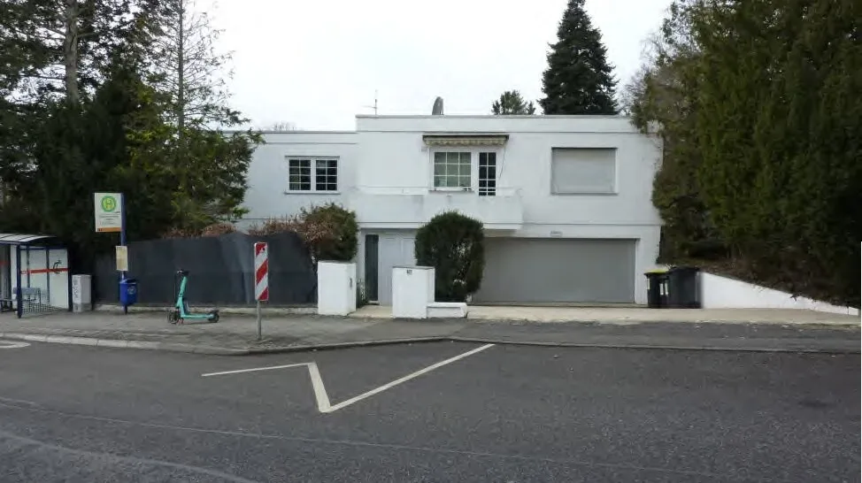 Clear frontal view with street perspective