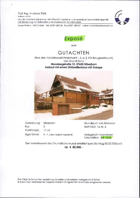 Zwangsversteigerung Einfamilienhaus in Holzminden: Objektfoto