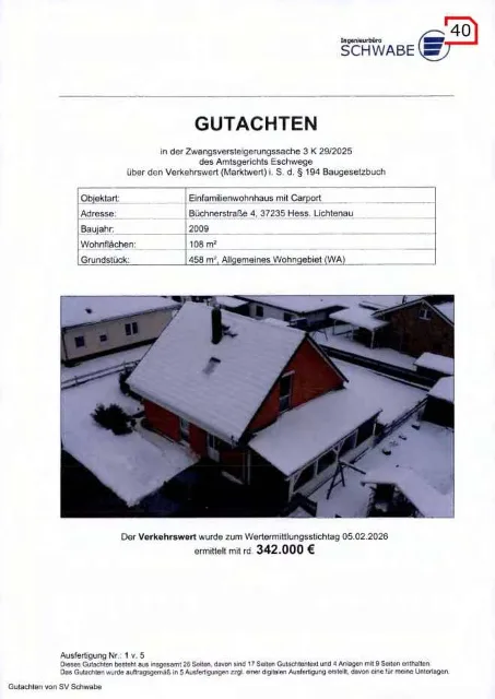 Zwangsversteigerung Einfamilienhaus in Hessisch-Lichtenau: Objektfoto