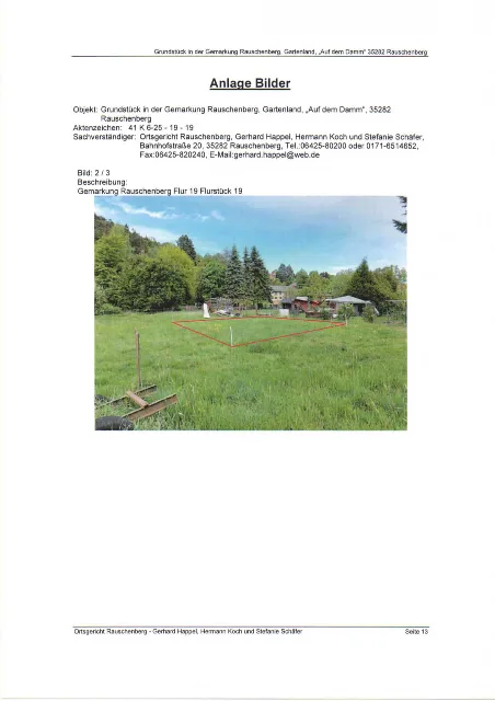 Zwangsversteigerung Unbebautes Grundstück in Rauschenberg: Objektfoto